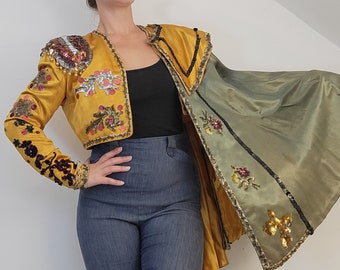 Vintage Sequin Beaded Bolero Jacket and Cape Theatrical Costume