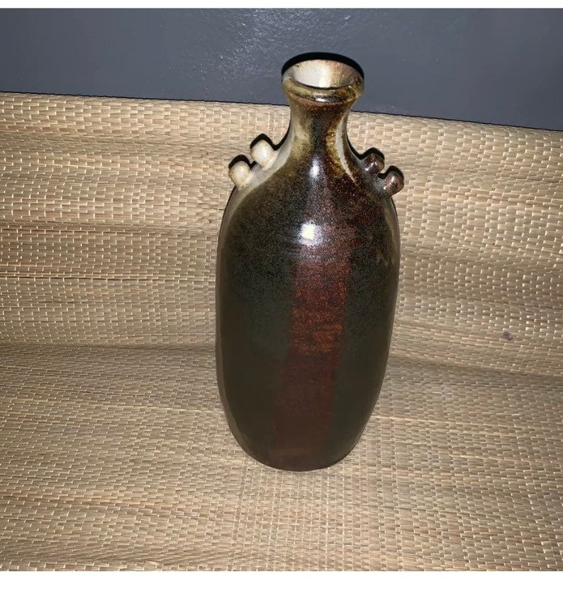 Beautiful Pottery Vase Earthy Tones Sandstone Glazed 10