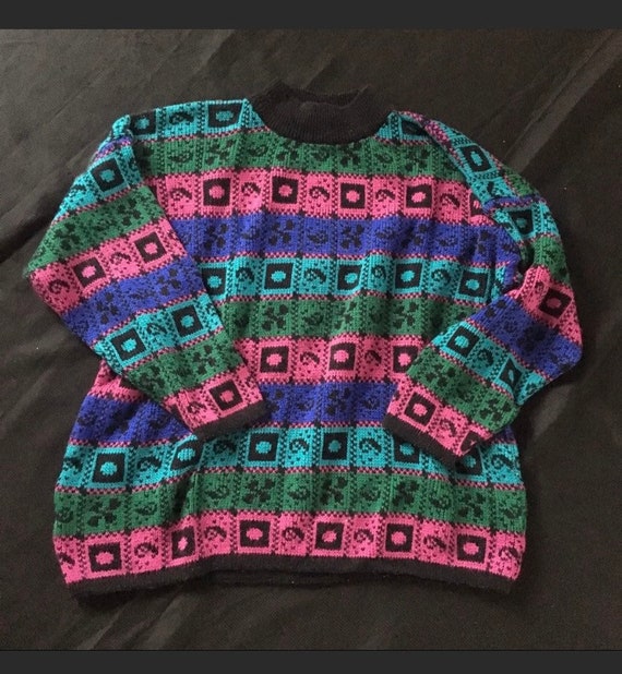 Vintage Ricki Sweater Squares Retro Medium Womans - image 1