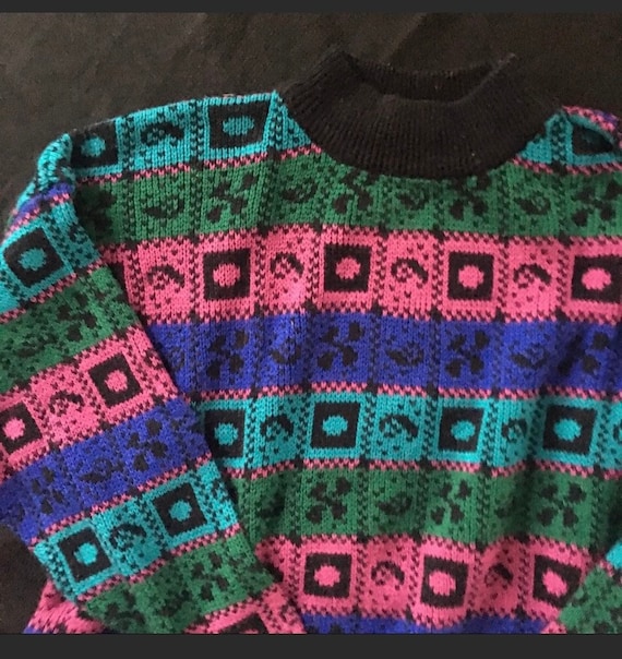 Vintage Ricki Sweater Squares Retro Medium Womans - image 3