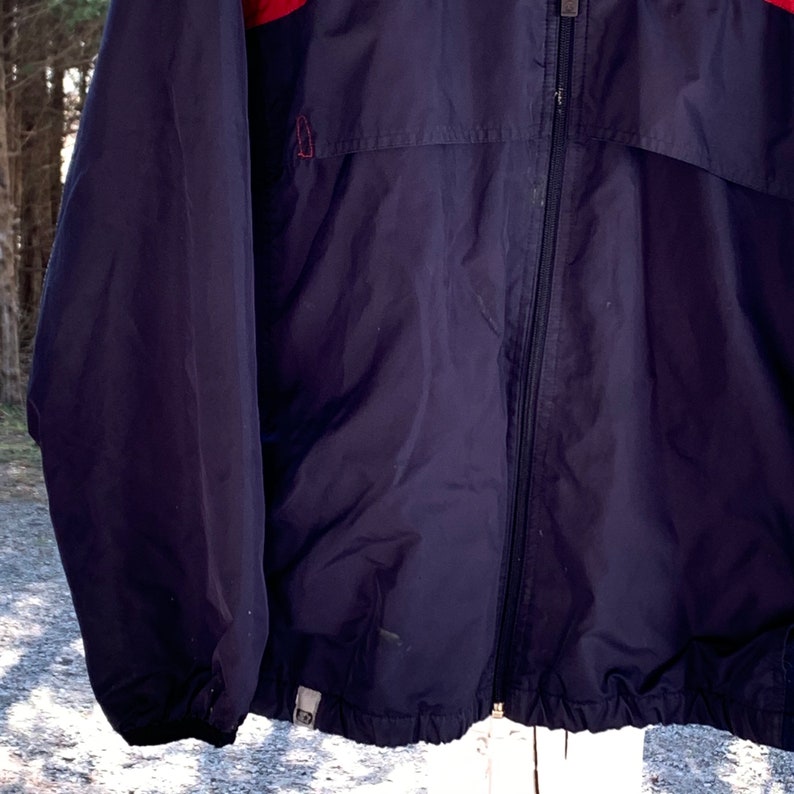 Retro Starter Windbreaker Men/'s Medium Navy Blue Americana Stripe