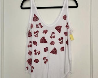 White Summer Fruits Tank - Femme Size Medium