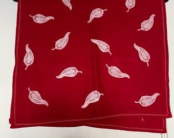 Spicy spicy pepper Tea Towel - Printed Tea Towel - Red Linen - Linen Tea Towel