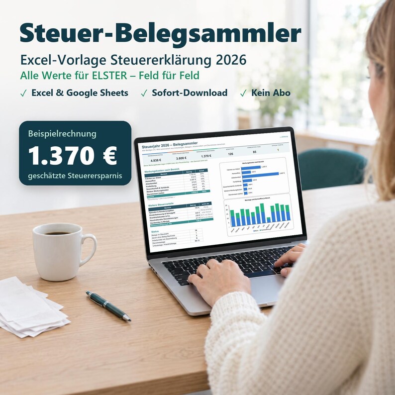 Steuererklärung 2026 Excel Vorlage Deutsch | Belegsammler für