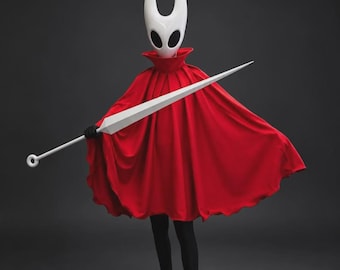 Zestaw kostiumów z żywicy Hollow Knight Hornet z maską cosplay i czerwonym płaszczem