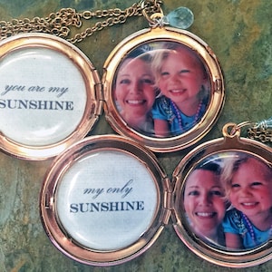 You Are My Sunshine Custom Photo Locket SET OF TWO - Mother Daughter Jewelry, Best Friend Jewelry, Sisters Jewelry