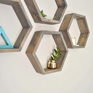 The Hexagon Shelf Honeycomb Shelf Home Decor With Hangers 3.5 deep image 5