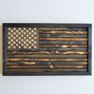 Wooden Charred Subdued American Flag Two Styles Two Sizes Fast Shipping image 1