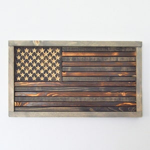 Wooden Charred Subdued American Flag Two Styles Two Sizes Fast Shipping image 3