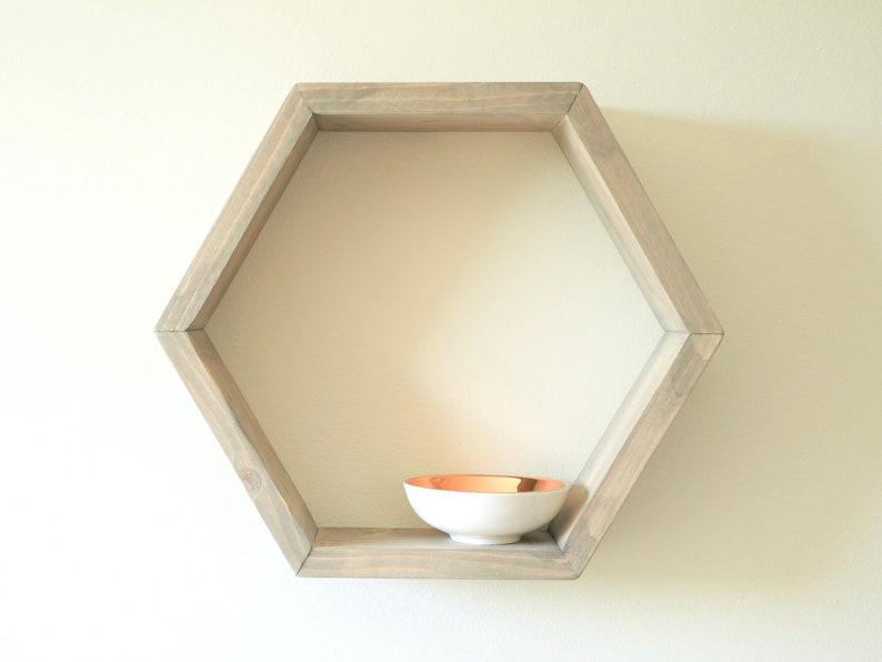 The Hexagon Shelf Honeycomb Shelf Home Decor With Hangers 3.5 deep image 3