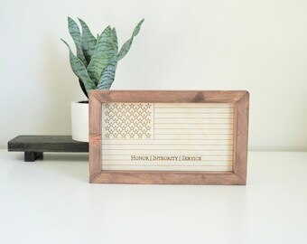 Keepsake Wooden Flags | Engrave Personal Message | Two styles | Four Frame Finishes | Fast Shipping
