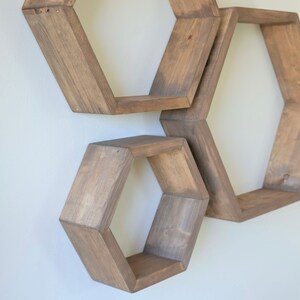 The Hexagon Shelf Honeycomb Shelf Home Decor With Hangers 3.5 deep image 7