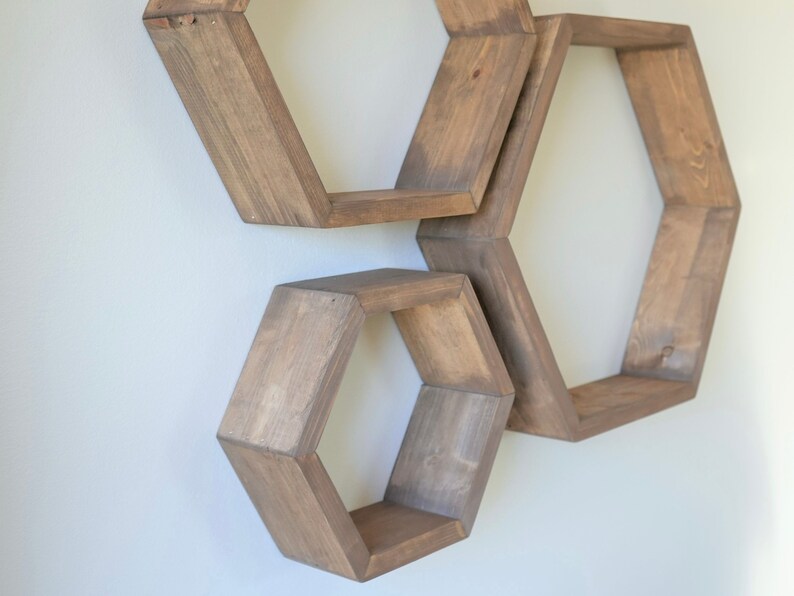 The Hexagon Shelf Honeycomb Shelf Home Decor With Hangers 3.5 deep image 7