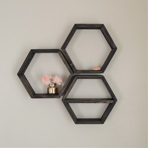 The Hexagon Shelf Honeycomb Shelf Home Decor With Hangers 3.5 deep image 8