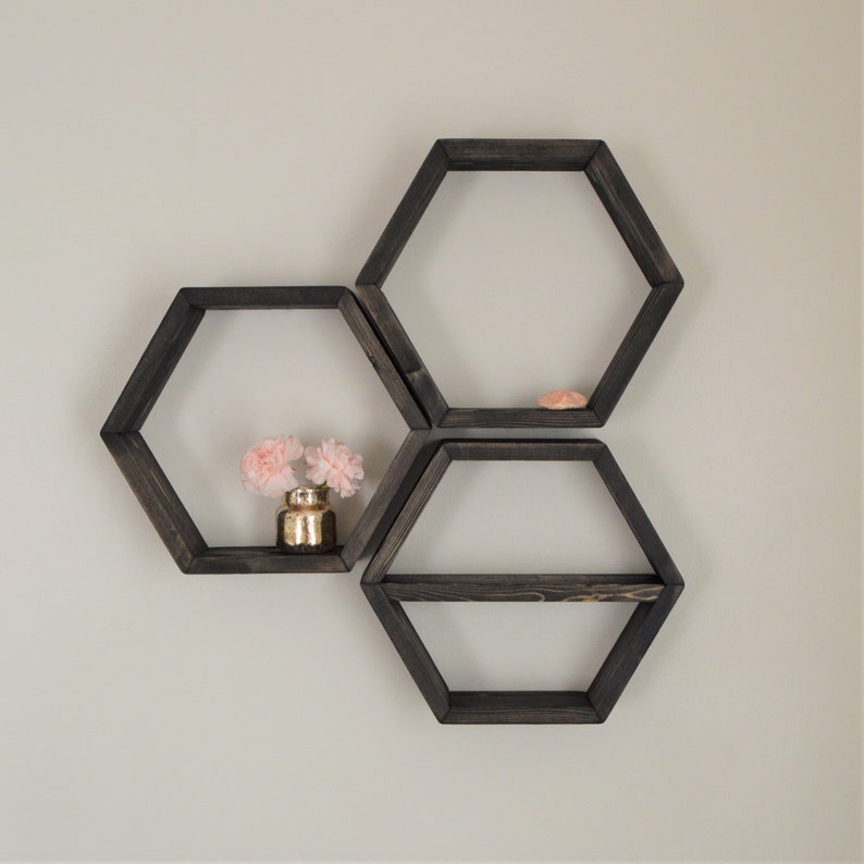 The Hexagon Shelf Honeycomb Shelf Home Decor With Hangers 3.5 deep image 8