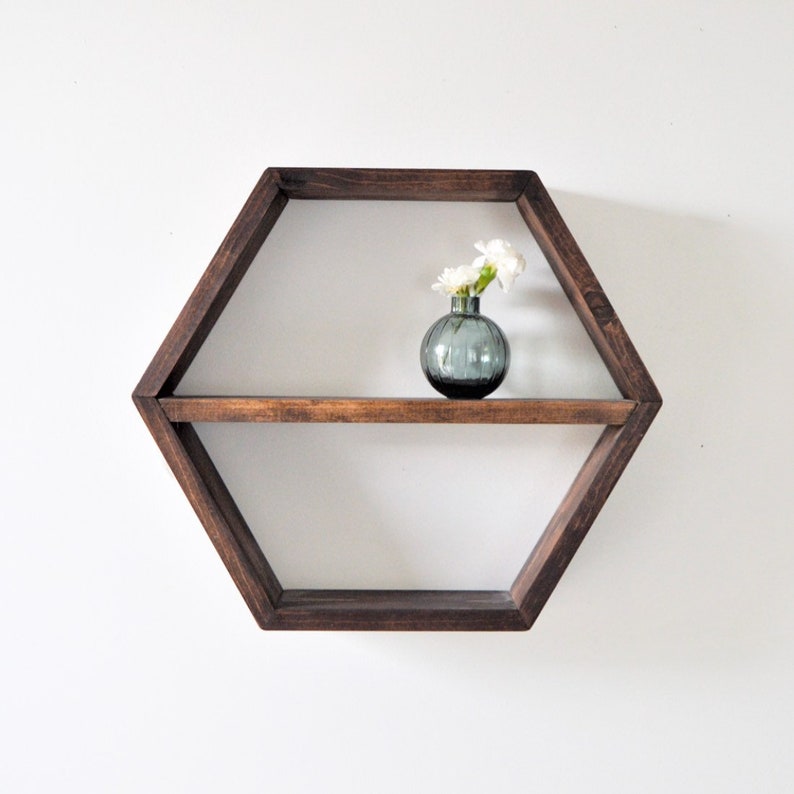 The Hexagon Shelf Honeycomb Shelf Home Decor With Hangers 3.5 deep image 4