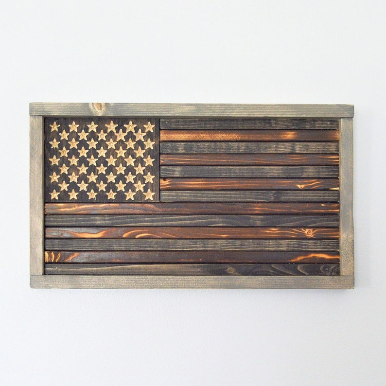 Wooden Charred Subdued American Flag Two Styles Two Sizes Fast Shipping image 3