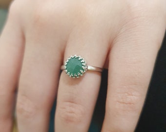 Jade ring, Natural Jade gemstone, Silver 925 Jade jewelry, Green Jade stone ring, Jade May birthstone