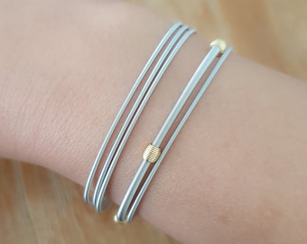 Set Silber Gitarre Saiten Armbänder-Metall Coiled Beads Gitarre Armband-Set 5 Feder Saiten Silber Gold-Gitarre Stainelss Stahl Armbänder Set