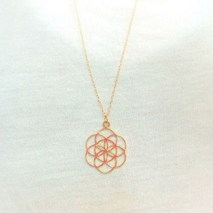 Flower of Life necklace - Seed of Life charm Gold necklace - Mandala sacred geometry Charm-Mom Jewelry-Flower of Life Pendant-Life Charm
