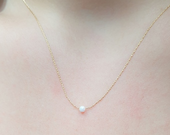 Mother Day - Opal Necklace, Tiny White Opal Necklace, Gold Necklace Opal, Dainty Opal Necklace, Birthday Bridesmade Gifts