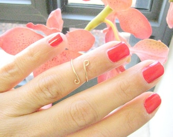 Spiral ring Above Knuckle Ring gold Any size ring Adjustable ring