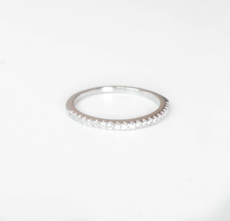 half eternity ring silver SALE engagement ring Thin Micro Pave ring Clear cz ring sterling silver 925 diamonds band