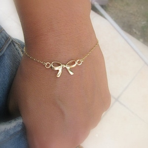 Bow bracelet ribbon gold filled Forget me know bracelet Best friends bracelet,