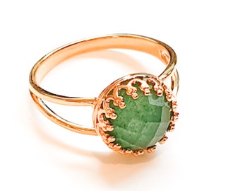 Jade ring Natural Jade gemstone Gold Jade jewelry 8mm Green Stone Ring May birthstone