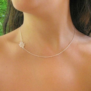 Hamsa halsband sterlingsilver 925 Fin sidoberlock feminint enkelt vardagssmycke