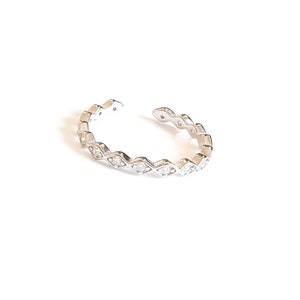 Mother Day Thin Toe Ring Adjustable Sterling Silver 925 Tiny Chevron ZigZag CZ Diamonds Dainty Midi Ring image 3