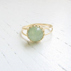 Mother Day Jade ring Natural Jade gemstone Gold Jade jewelry Green stone ring May birthstone image 4