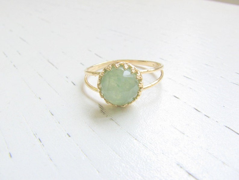 Mother Day Jade ring Natural Jade gemstone Gold Jade jewelry Green stone ring May birthstone image 4