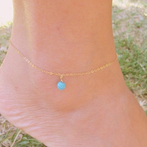 Anklet,Gold anklet,Something blue ,Turquoise anklet,Foot jewelry ,Silver anklet , Beaded anklet,Silver turquoise anklet