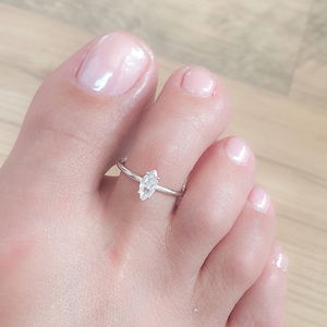 Mother Day - Toe Ring Adjustable Sterling Silver Toe Ring CZ Diamond Toe Ring Open Toe Ring Foot Jewelry