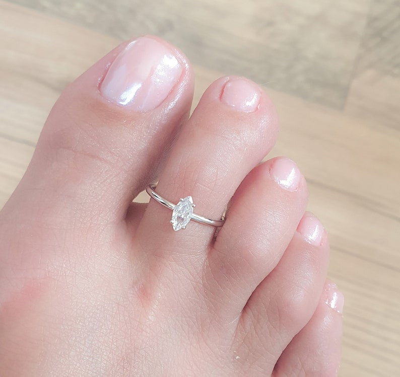 Mother Day Toe Ring Adjustable Sterling Silver Toe Ring CZ Diamond Toe Ring Open Toe Ring Foot Jewelry image 1