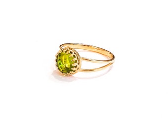 Mother Day - Natural Peridot ring Gemstone August Birthstone Ring Green Stone Dainty 14kGold Filled Sterling Silver