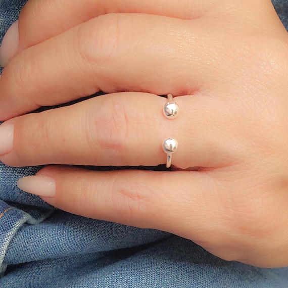 Gold Ring - Double Balls Ring - Balls Knuckle Ring - Ball Midi