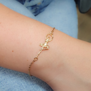 Ballerina Bracelet, Dancer Jewelry, Ballet Dancer Bracelet, Little Girls Charm Ballet Gift, Ballet Ballerina Dancer, Gold Ballerina Bracelet