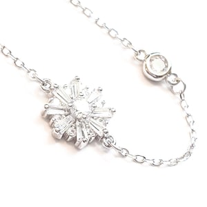 Thin Bracelet, Diamonds Bracelets, Minimalist Bracelet, Flower Charm Bracelet, Floral Jewelry Bracelet Gold or Silver