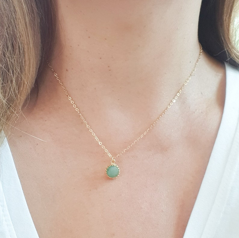 Mother Day Jade Necklace Natural Jade Necklace Gold Jade Necklace Jade Stone Green Necklace May Birthstone Jewelry image 2