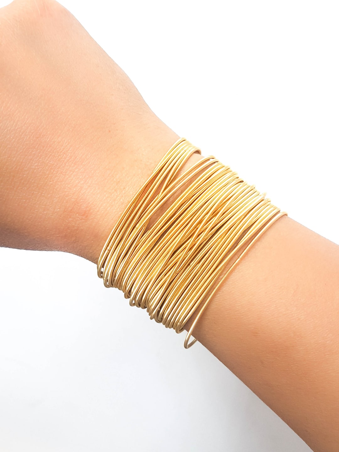 Gold Guitar String Bracelets, Silver Spring Bracelets