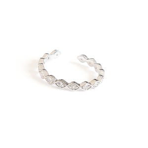 Thin Toe Ring Adjustable Sterling Silver 925 Tiny Chevron Zigzag CZ ...