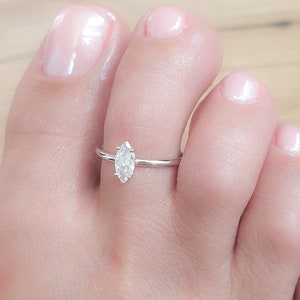 Mother Day Toe Ring Adjustable Sterling Silver Toe Ring CZ Diamond Toe Ring Open Toe Ring Foot Jewelry image 3