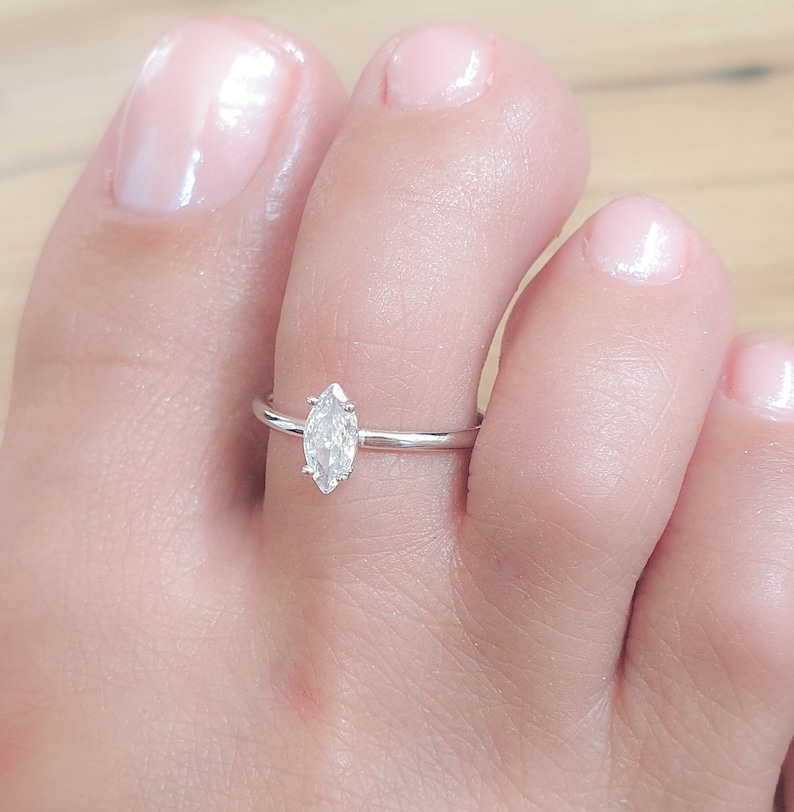 Mother Day Toe Ring Adjustable Sterling Silver Toe Ring CZ Diamond Toe Ring Open Toe Ring Foot Jewelry image 3