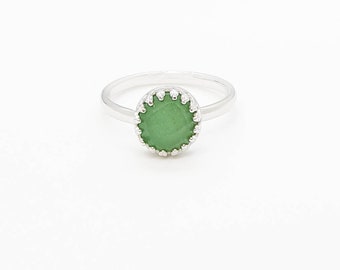 Jade ring, Natural Jade gemstone, Silver 925 Jade jewelry, Green Jade stone ring, Jade May birthstone