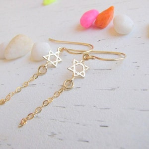 Mother Day Star of david dangle earrings Star earrings Star dangle earrings Gold earrings Jewish star earrings, Star of David image 1