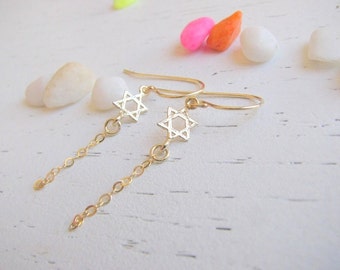 Mother Day - Star of david dangle earrings - Star earrings - Star dangle earrings - Gold earrings - Jewish star earrings, Star of David