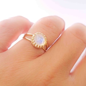 Moonstone ring Moonstone jewelry Rainbow moonstone Gold engagement promise ring