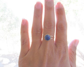 Mother Day - Lapis ring Lapis lazuli gold ring gemstone  Natural Blue lapis September birthstone